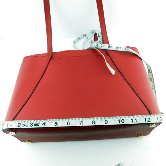 MICHAEL KORS MK Logo Dark Red Saffiano Leather Satchel Tote Shopper Shoulder Bag - Picture 9 of 10